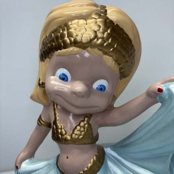 Belly Dancer Smiley Blond Girl Ceramic Atlantic Mold 12" Tall Glitter Uncommon - Picture 5 of 16
